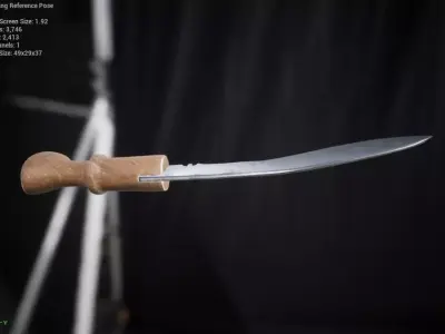 Knife with wooden handle Low-poly 3D model