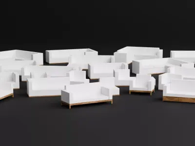 Modern Low Poly Sofa Pack Free low-poly 3D model