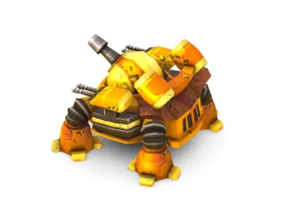 lowpoly 3d model cartoon robot tank Low-poly 3D model