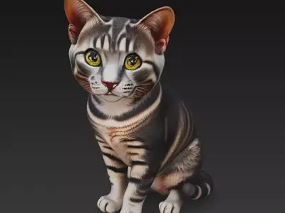 Cat Realistic 3D Model Basic - Low Poly Realistic Low-poly 3D model