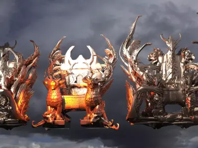 Gold Underworld throne Collection 1 3D model