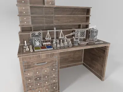 Medieval Alchemist Set Free low-poly 3D model