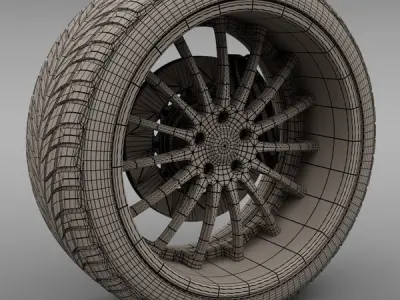 Savini Forged SV-34S Wheel and Tire 3D model