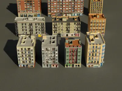 Building Collection 91 - 100 Low-poly 3D model
