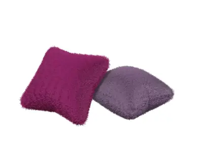 Two Square Faux Fur Pillow 3 3D Models Free 3D print model