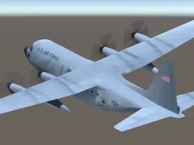 Lockheed C130 Hercules aircraft lowpoly 3d model Low-poly 3D model