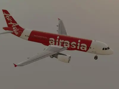 Air Asia airbus a320-214-216 low poly 3D model Low-poly 3D model