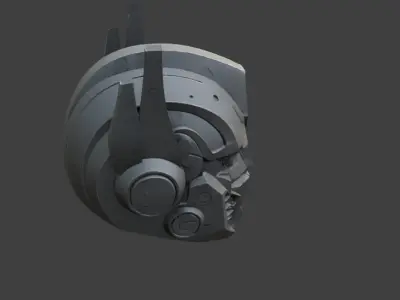 Robotic Helmet Sci-Fi Game-Ready 3D Model with PBR Textures Low-poly 3D model