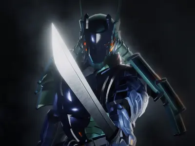  Samurai Robot asset Low-poly 3D model