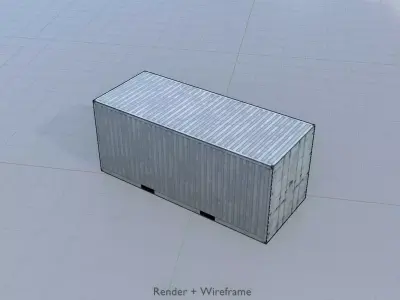 Shipping-Container light gray 20ft Low-poly 3D model