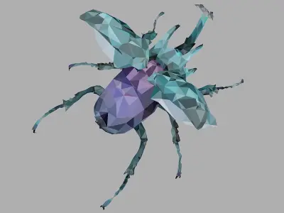 Chafer Firefly Beetle Low Polygon Art Insect Low-poly 3D model