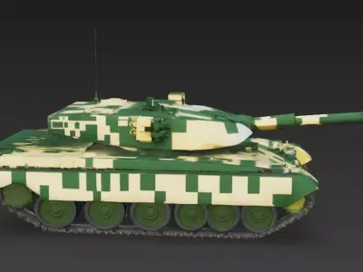 Realistic Main Battle Tank 3D Model Low-poly 3D model