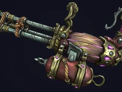 Fantasy pirate minigun Low-poly 3D model