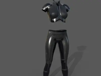 Female character sci-fi suit videogame Low-poly 3D model