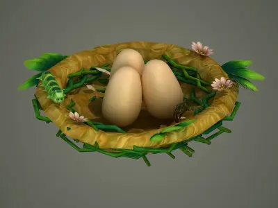 bird nest birdnest egg eggs robin bluebird eagle feeder house  3D model