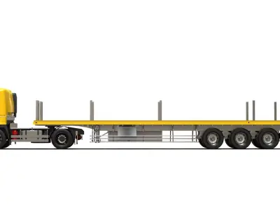 Generic Flatbed Semi-Trailer Truck 13M 3D model