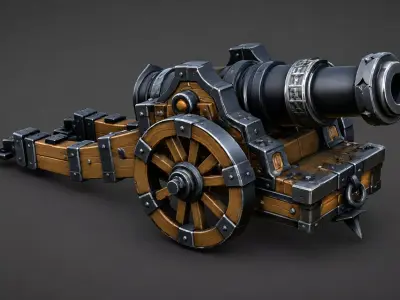 Stylized Medieval Cannon High Poly PBR - 4K Textures 3D model
