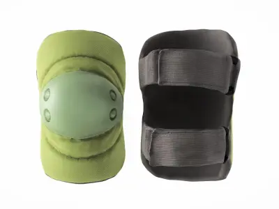 Military khaki elbow pads 04 Low-poly 3D model