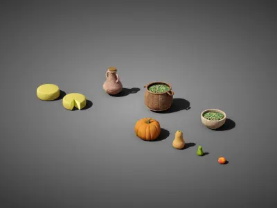 Medieval Farmer props Low-poly 3D model