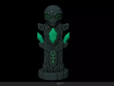 Stylized Emerald Alien Monolith Game Ready - AI Low-poly 3D model