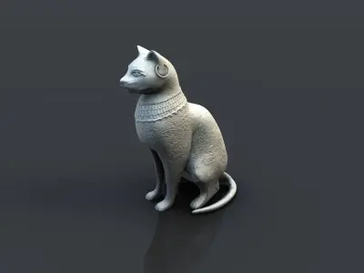 Egyptian cat statue Low-poly 3D model