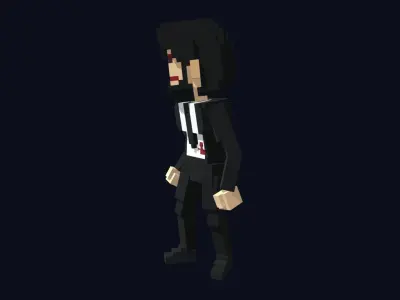 Hitman Character - 3D Voxel Model Low-poly 3D model