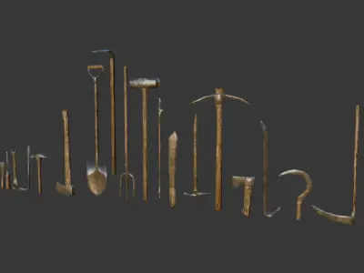 Medieval Tools Low-poly 3D model