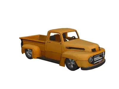 Low Poly 1950 Pickup Truck 3D Model Optimized Retro Vehicle  Low-poly 3D model
