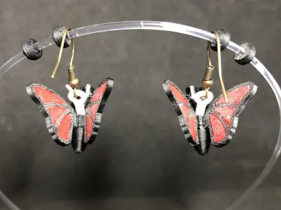 Lazy Butterfly Earrings Free 3D print model