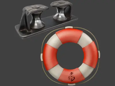 Ship Cleat and Lifebuoy Collection 3D model