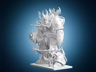 Chaos Corrupted Space Marine Miniature 3D print model