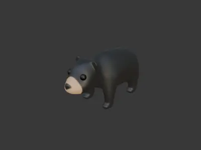 lowpoly Black bear  Low-poly 3D model