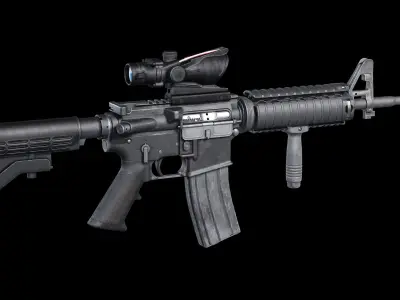 M4A1 AR15 USMC Build Modular Low-poly 3D model