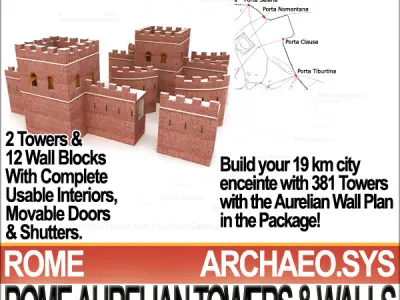 Rome City Towers Walls Aurelian 3D model