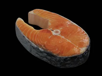 Raw salmon steak Low-poly 3D model