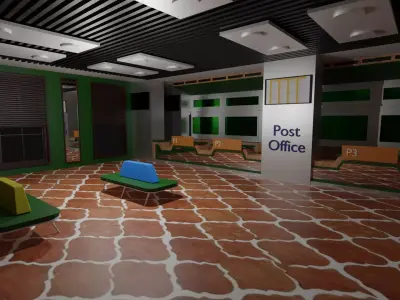 Post Office Interior Low-poly 3D model