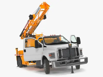 Mobile B-51 Drill Rig Truck Orange Rigged 3D model