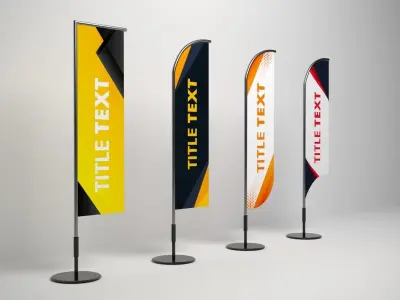 Banner Flags Low-poly 3D model
