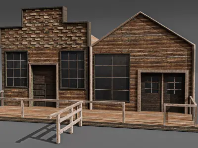 Western station Low-poly 3D model