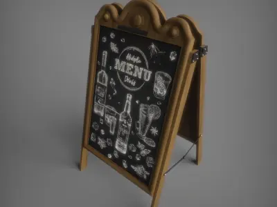 Chalkboard Restaurant Sign 3D model