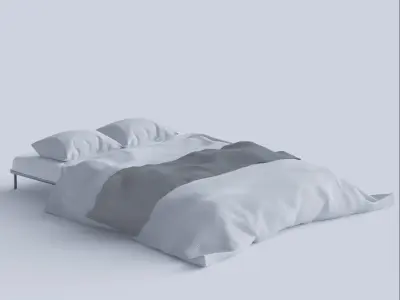 Square Double bed 120x200 cm Free 3D model