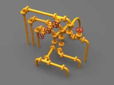 PBR Industrial Pipes Small Low-poly 3D model