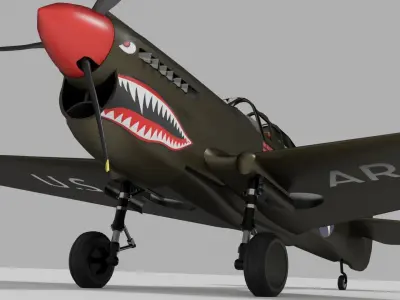 P-40 Warhawk Low-poly 3D model