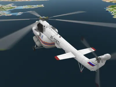 Mi-8MTV Russian Emercom Animated Low-poly 3D model