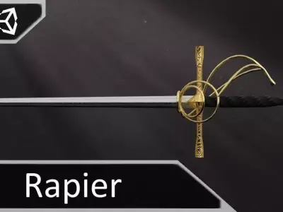 Golden Rapier Low-poly 3D model