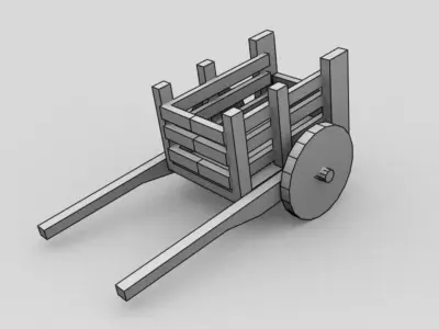  3D Low Poly Old Wheelbarrow Low-poly 3D model