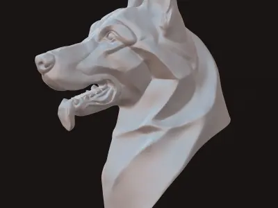 Stylized German Shepherd Dog Head 3D model