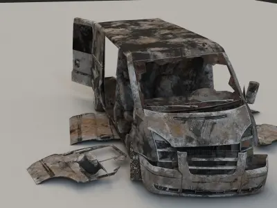 destroyed cars Low-poly 3D model