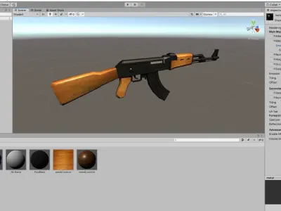 AK-47 Rifle Light wood - Machinegun - Fuzil - Metralhadora Low-poly 3D model