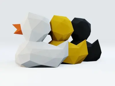 Low Poly Ducks three polygonal Low-poly 3D model
